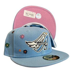 New Era Anaheim Angels 59FIFTY Fitted Hat Cap Super Bloom Baby Blue